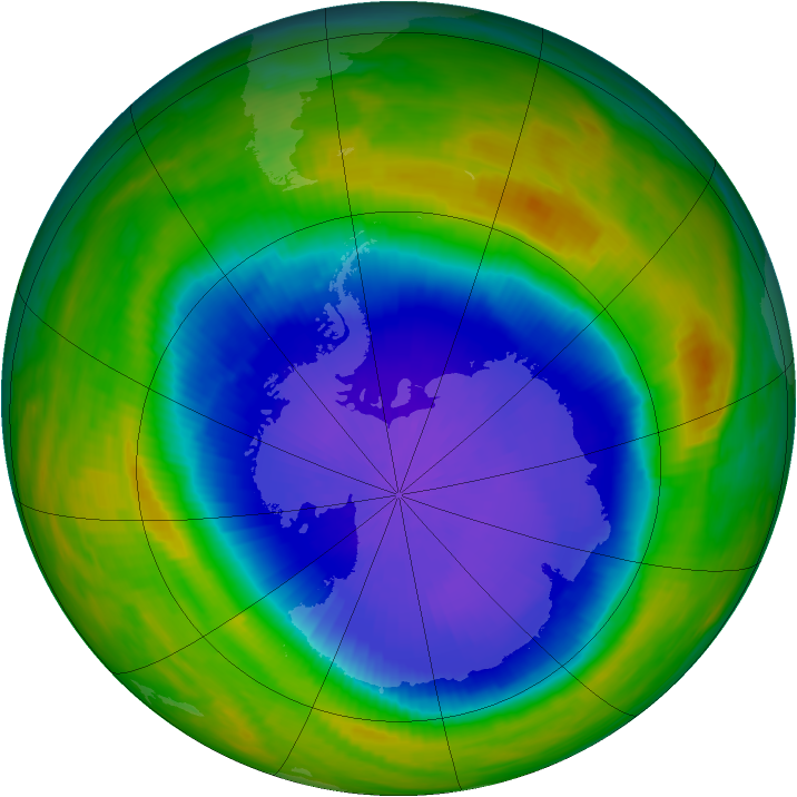 Antarctic ozone map for 23 October 1987